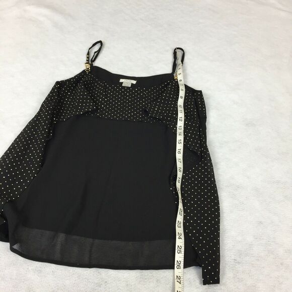 Cache Draped Tank Top Size Medium Womens Sheer Black Gold Studded Blouse Cami M - Picture 7 of 7